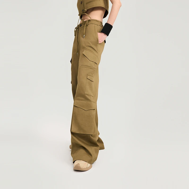 lost in echo户外宽松休闲裤子多口袋直筒工装裤女