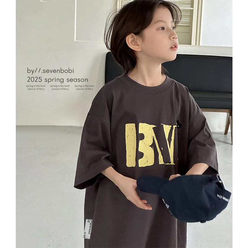 【现货】童装新款薄款儿童中大童纯棉夏装潮男童短袖T恤夏季2025