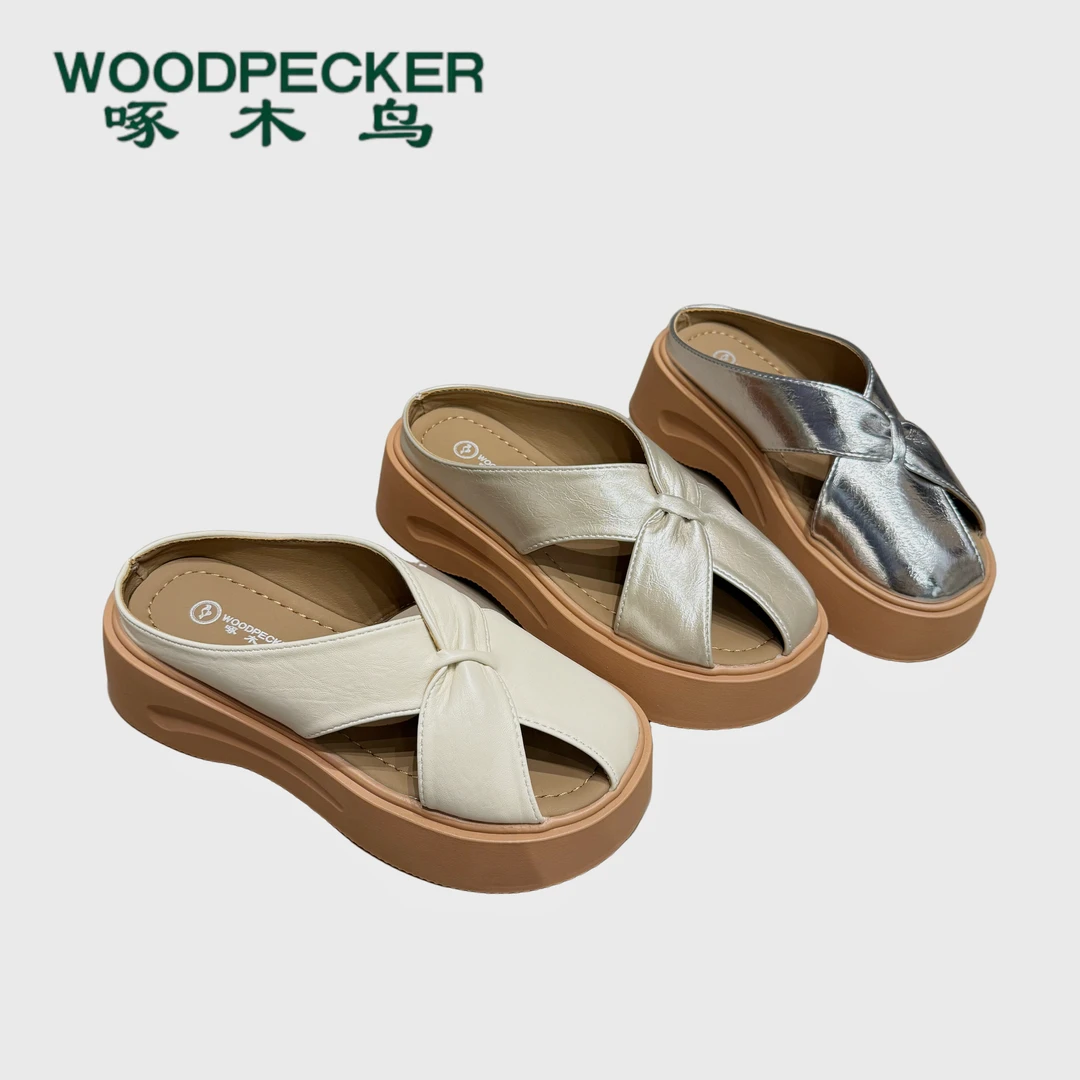 啄木鸟【真皮增高拖鞋】配裙子外穿度假沙滩拖