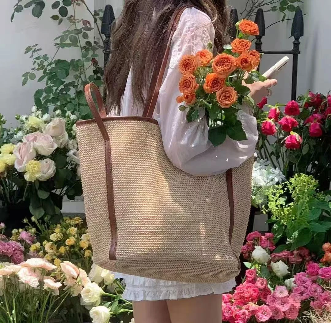 磁扣编织托特包防盗双根单肩包百搭夏季韩版小众肩包