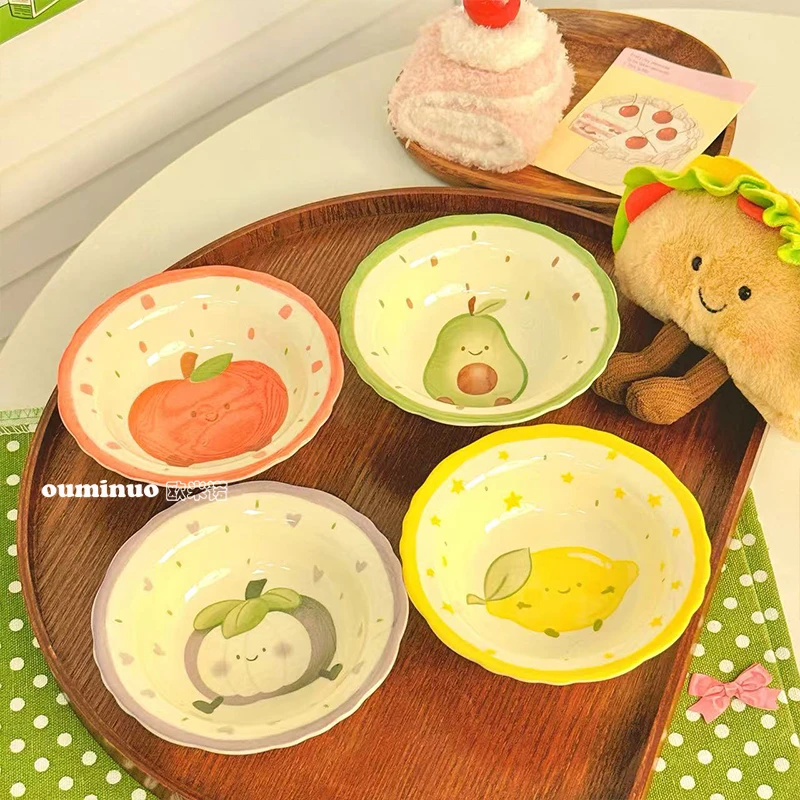 达人专属【果然可爱】4.5英寸味碟4个混装陶瓷釉下彩餐具圆型味碟