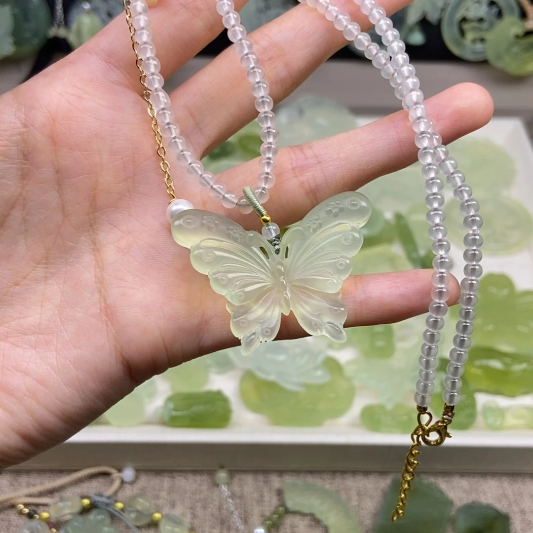 邀***Q蛇纹石玉合金颈饰