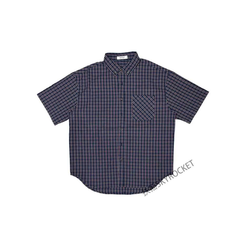 SKYROCKET扶摇高智感休闲格纹衬衫男简约时髦慵勤百搭格子短袖衫