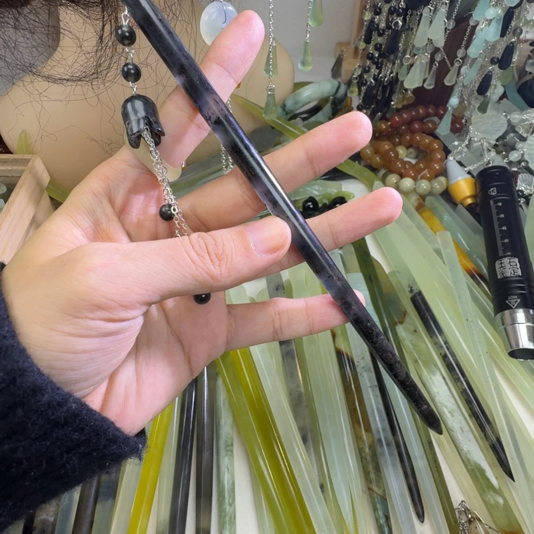 蛇纹石玉合金发饰