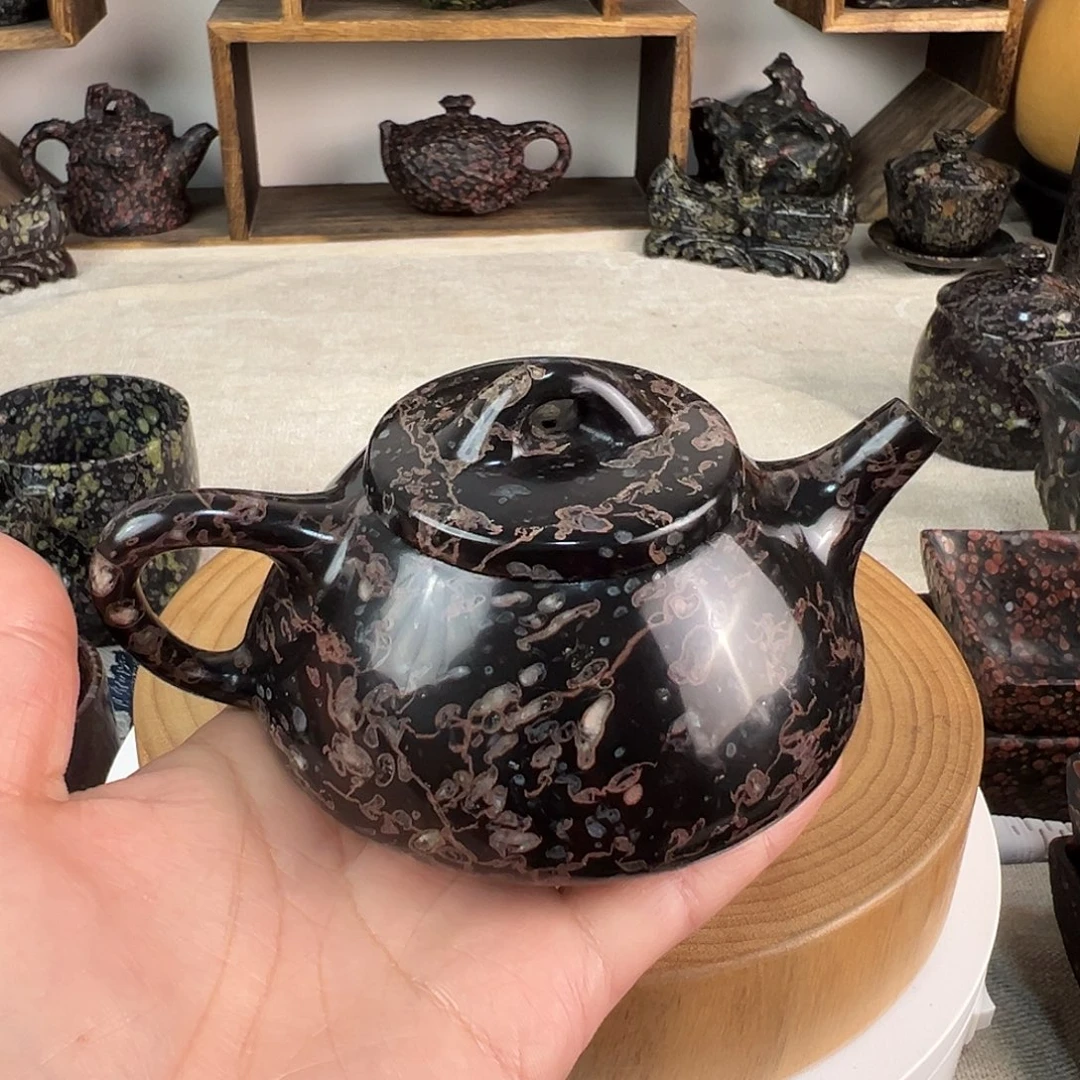 梅花玉老坑料紫气东来石瓢壶