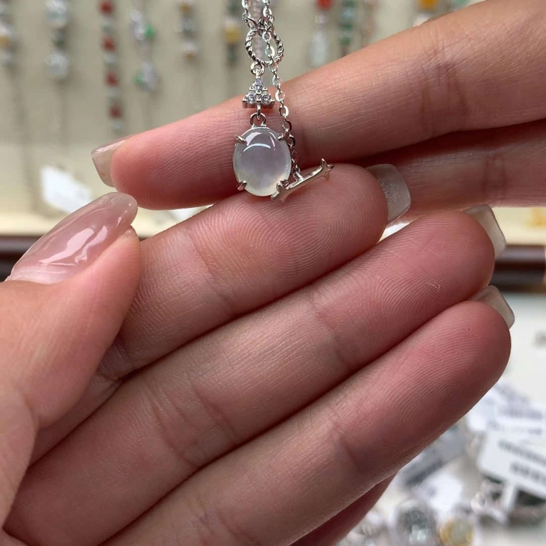 翡翠银S925镶嵌吊坠(不含链)项链