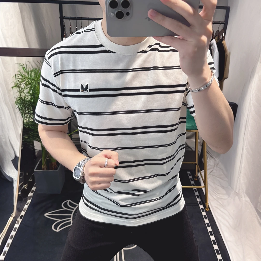 巴韦那奇t恤短袖条纹潮牌时尚轻奢半袖欧货高端时尚休闲百搭男装