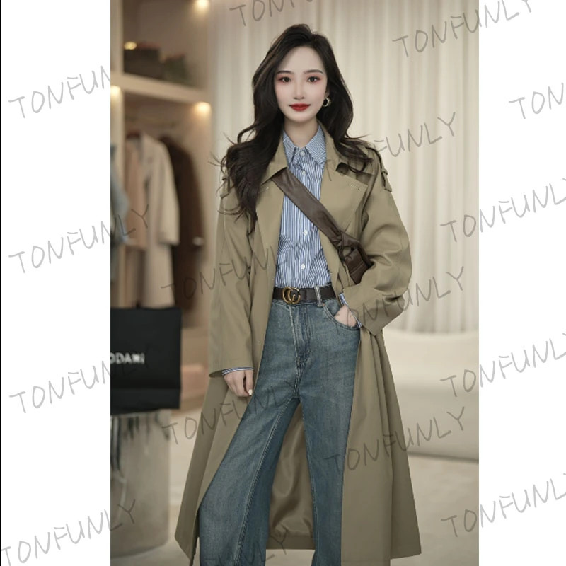 [TONFUNLY]2025年新款风衣中长款风衣女外套百搭时尚外套