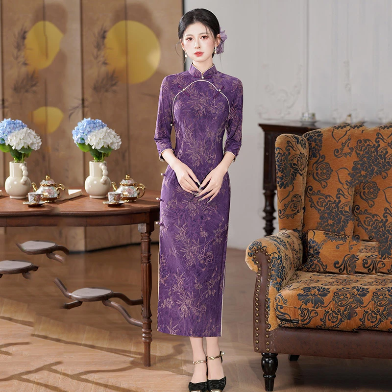 妈妈时尚改良新款年轻气质风民国复古优雅款出席正式场合女士服装