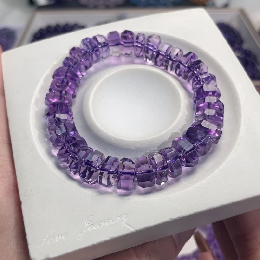 未镶嵌手链水晶11mm巴西紫水晶烟花切