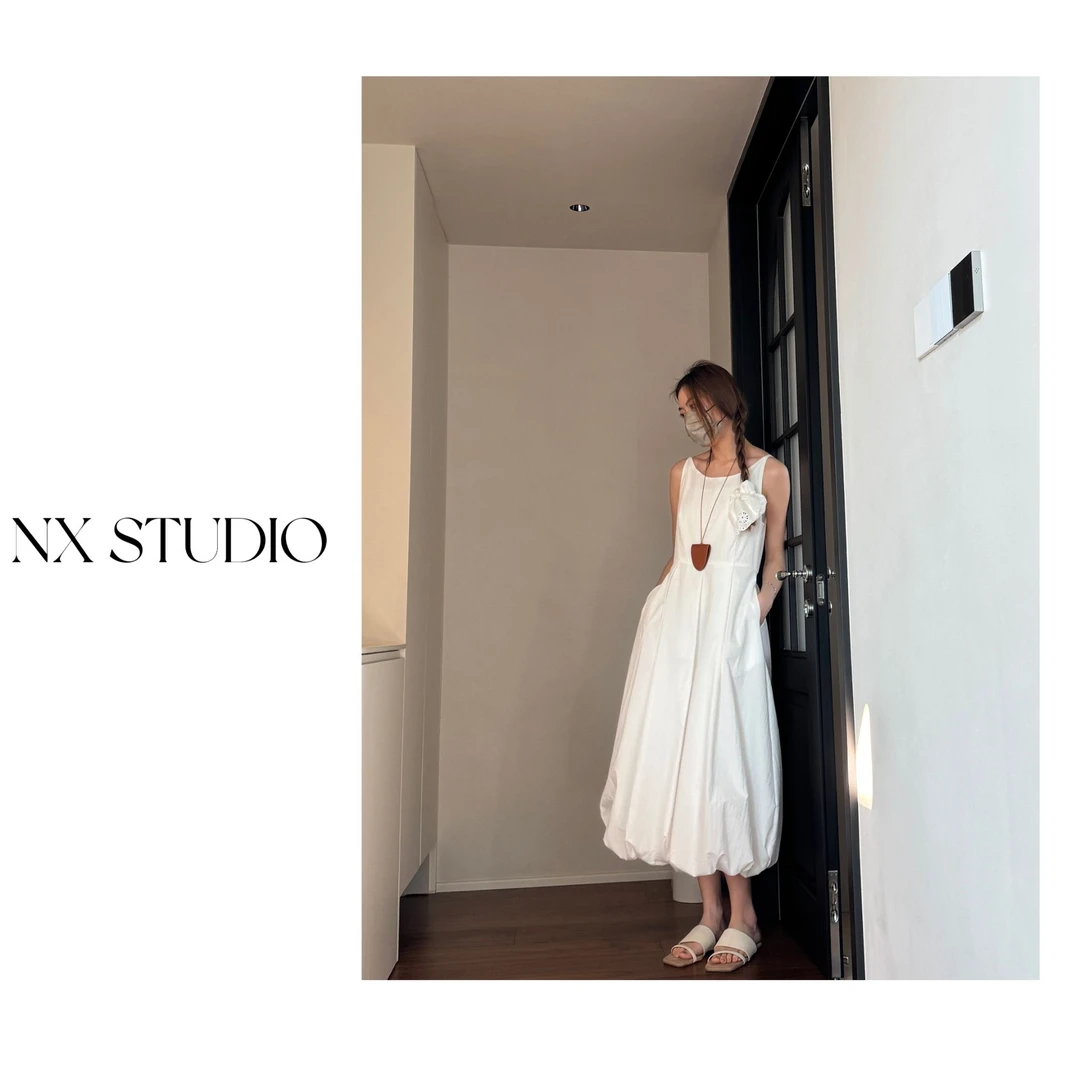 【nx studio】初恋裙纯色清纯减龄春夏新款背心花苞裙长裙连衣裙