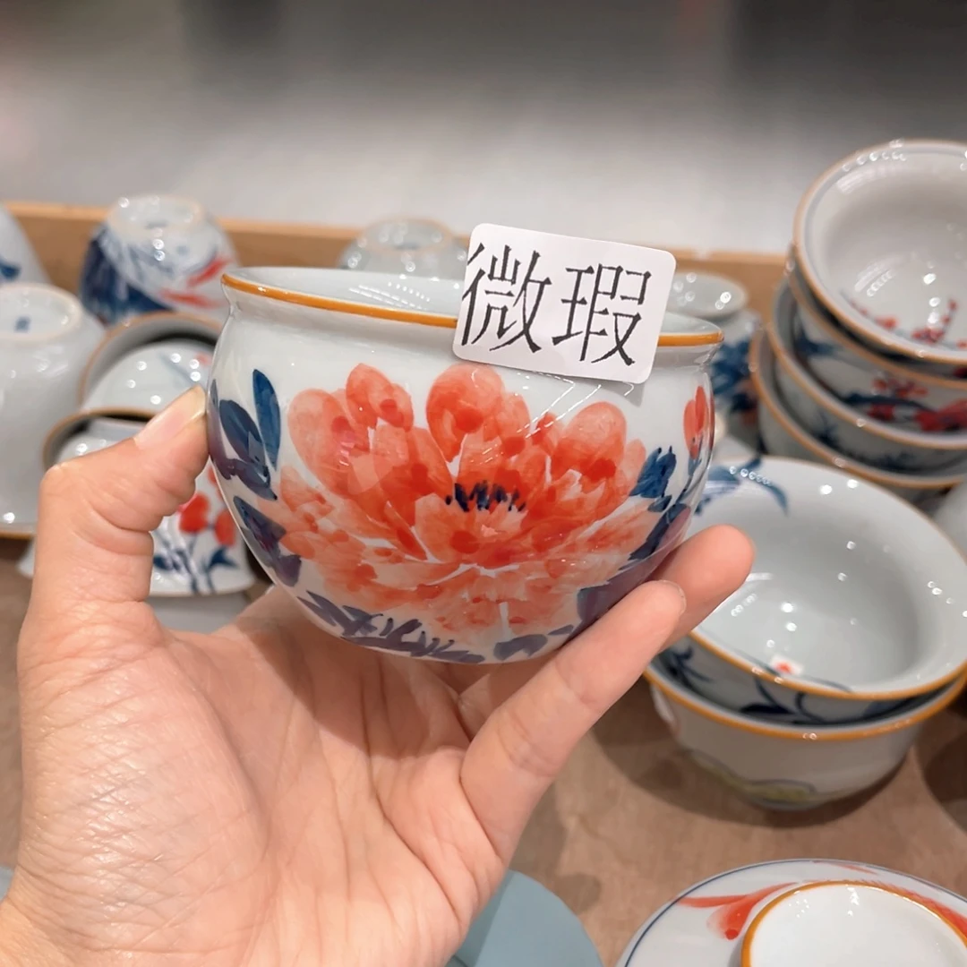 釉下手绘茶具微瑕