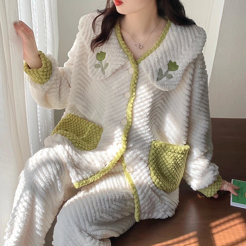 【高高货】年末清仓福利珊瑚绒加绒加厚睡衣家居服