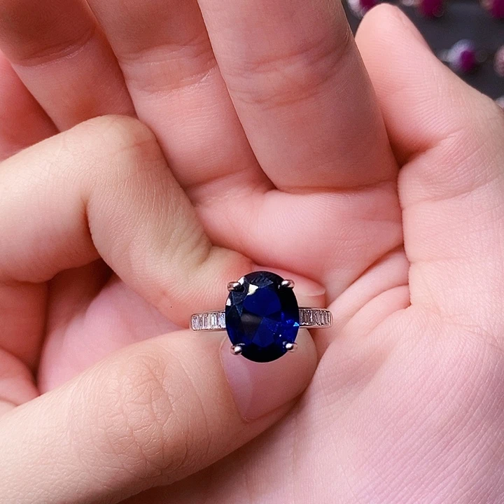 银S925镶嵌蓝宝石戒指