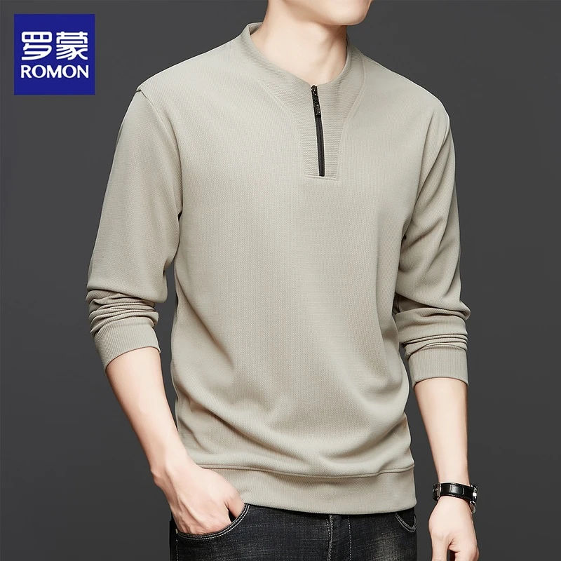 罗蒙男士套头卫衣秋季新款宽松休闲免烫抗皱长袖上衣慵懒风男装