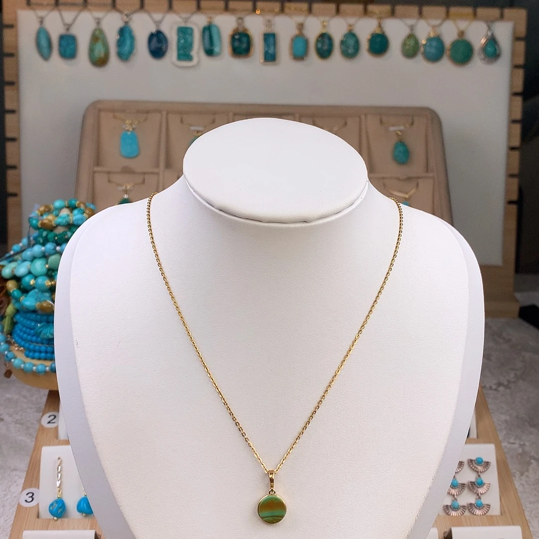 绿松石18K金镶嵌吊坠(不含链)