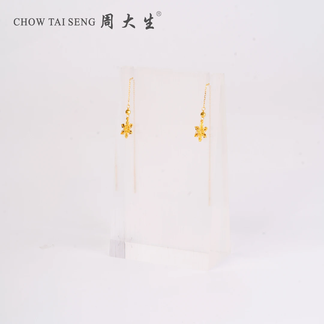 Chow Tai Seng/周大生拉丝雪花足金耳线 2.09g 146号