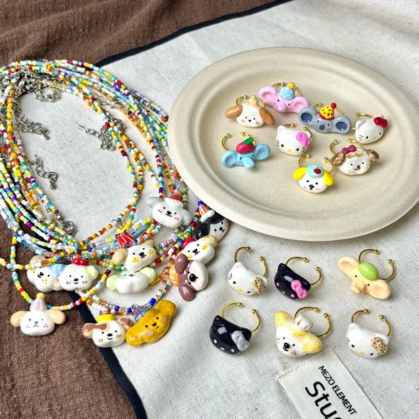 精致高工粘土可爱小物手工DIY创意黏土毛衣链挂件可爱小礼物no退