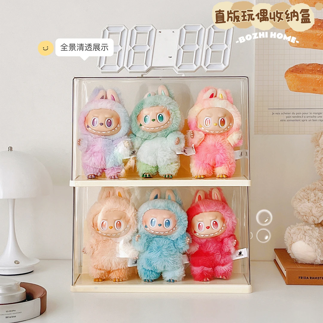 labubu展示盒透明防尘盲盒毛绒娃娃玩偶搪胶泡泡玛特拉布布收纳盒
