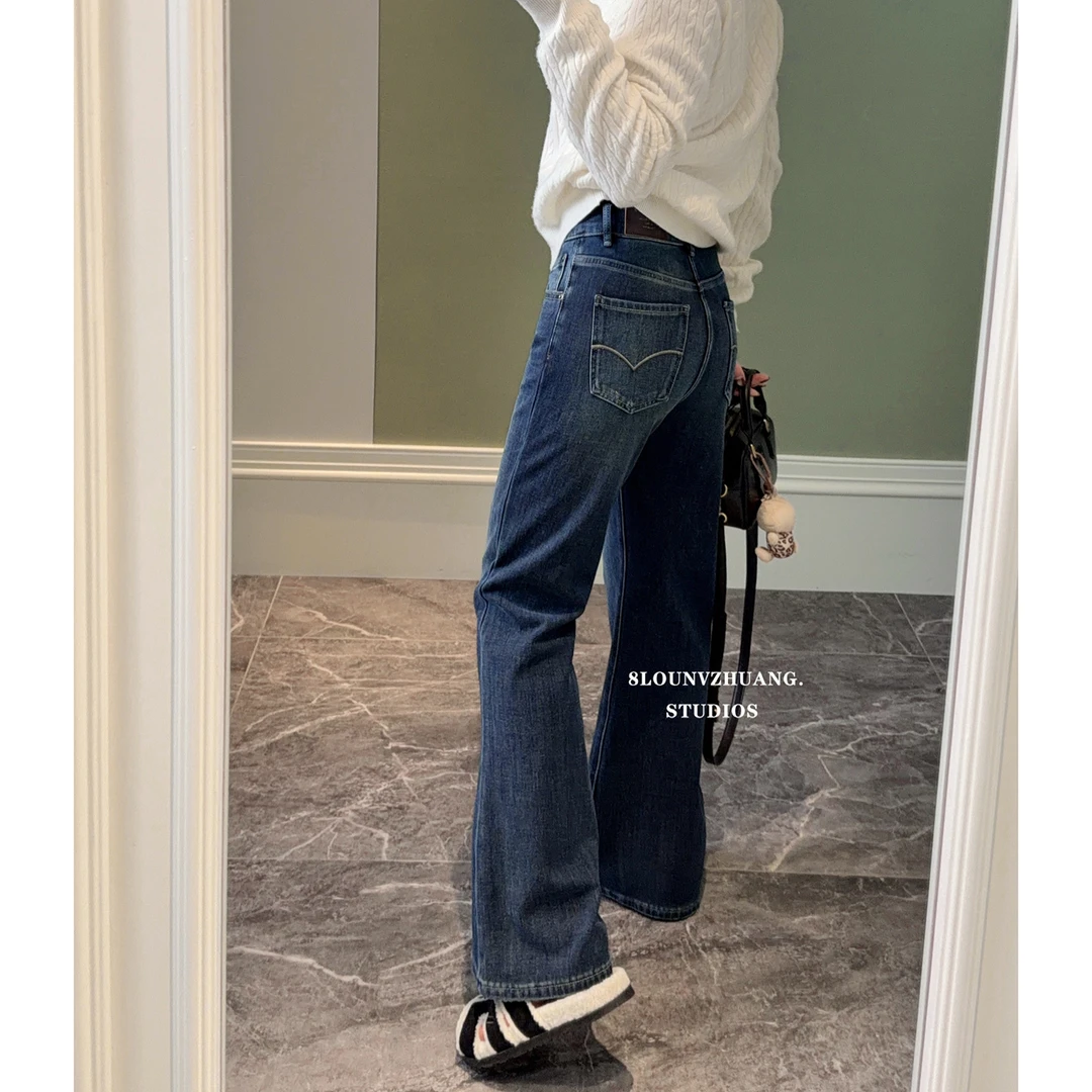 小个子微喇裤正品代嘉儿牛仔裤女2025冬季新款十分喇叭裤85918