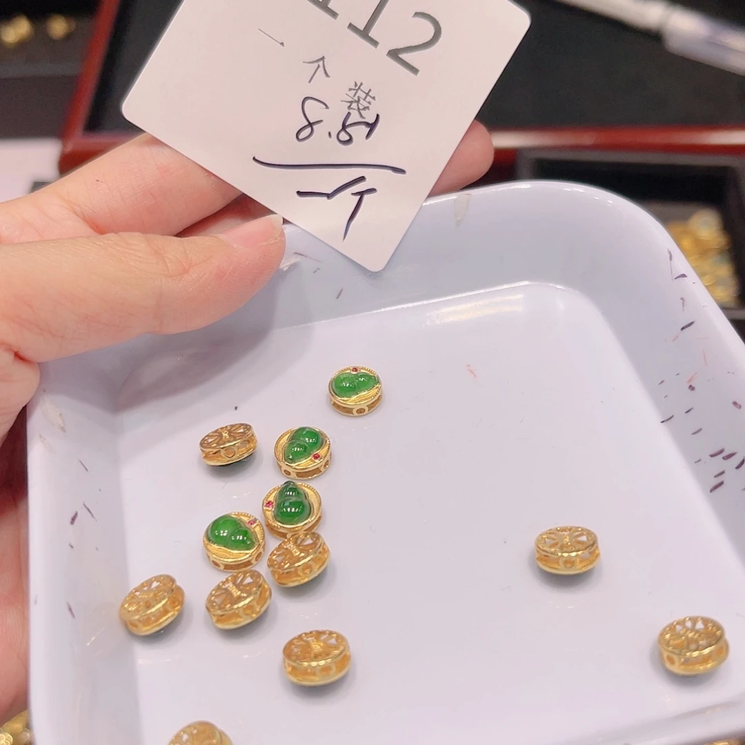 翡翠颈饰银S925镀金镶嵌112