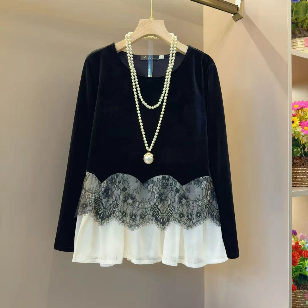 法式时髦拼接百搭洋气超火小衫衣长64左右气质长袖