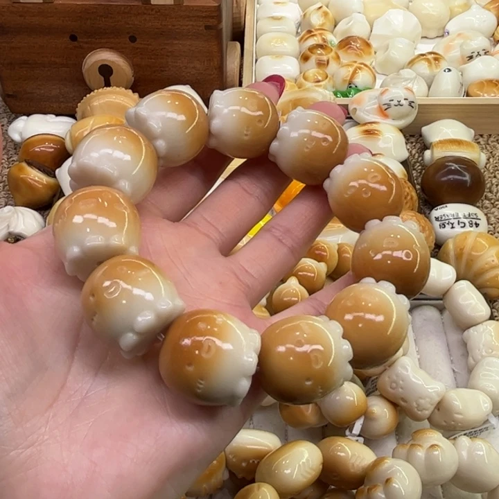 菩提根/象牙果把件12.31.21象牙果渐变炭烤水母瑕