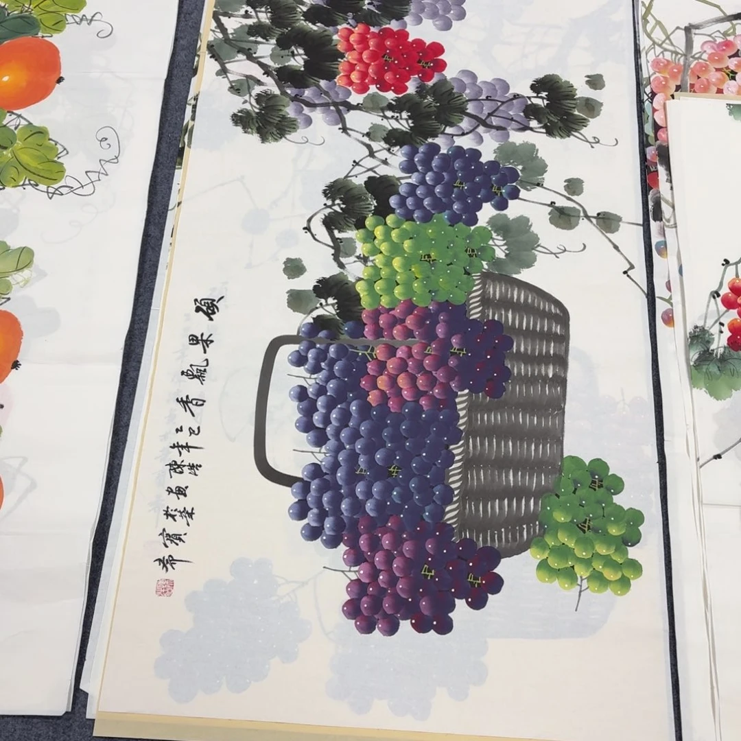 国画140×70葡萄手绘画画画