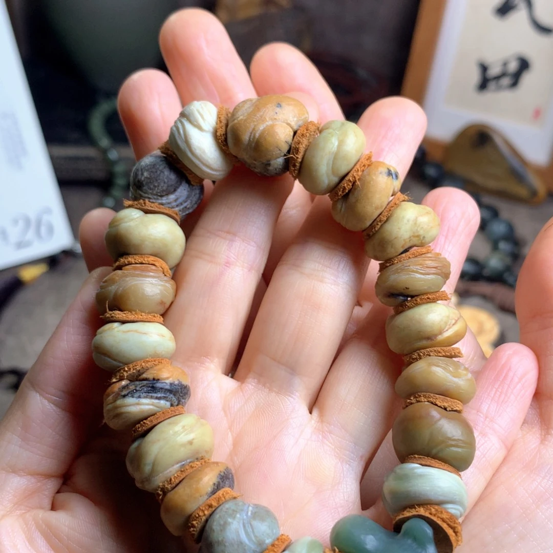 岫岩河磨玉（透闪石质玉）未镶嵌手串