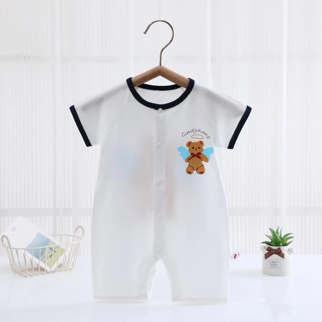 夏款薄款纯棉无骨连体衣婴儿服哈衣爬服