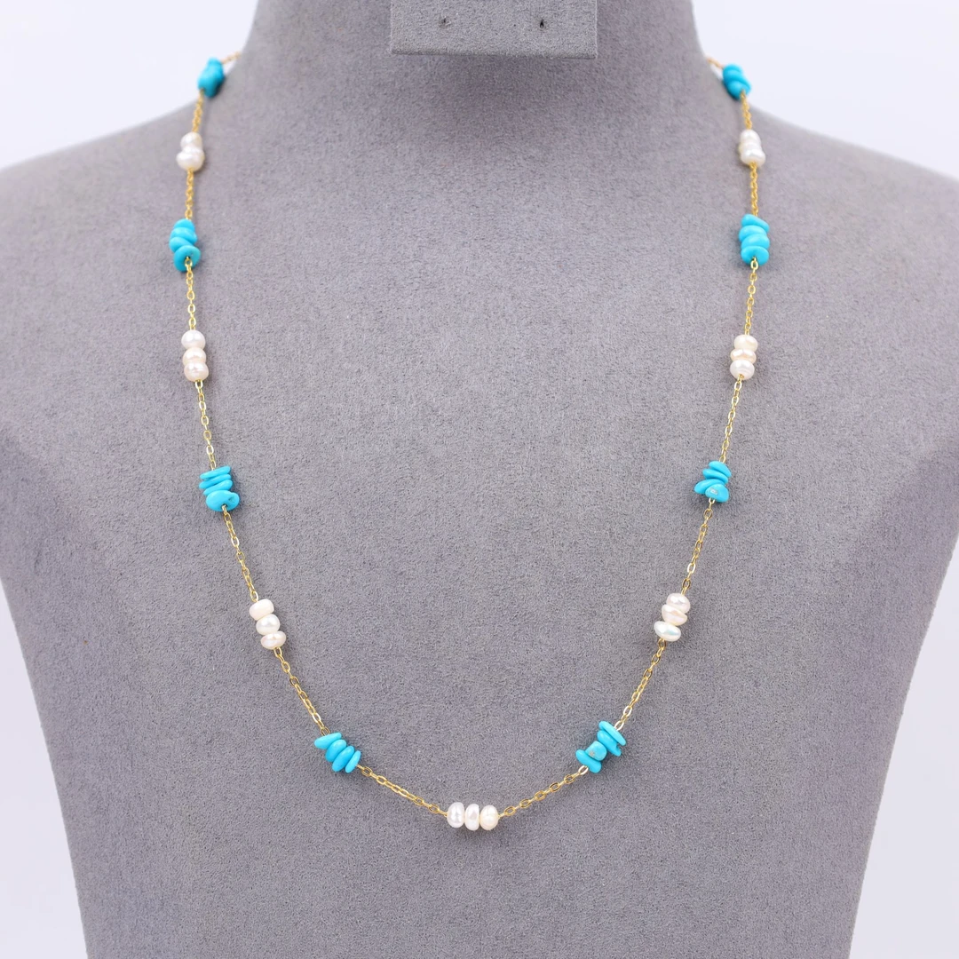 【心如珠宝赐福】绿松随行满天星珍珠项链 CLX24042906