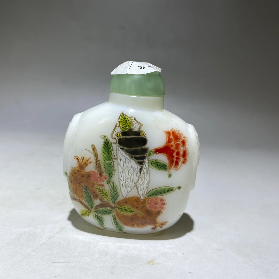 粉彩知了料器鼻烟壶#474#