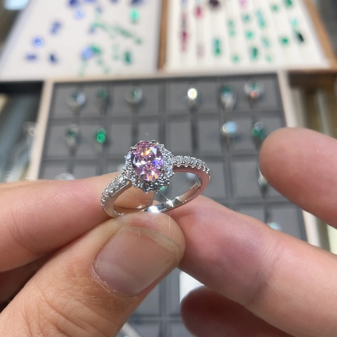 925银培育宝石实心s925银镶