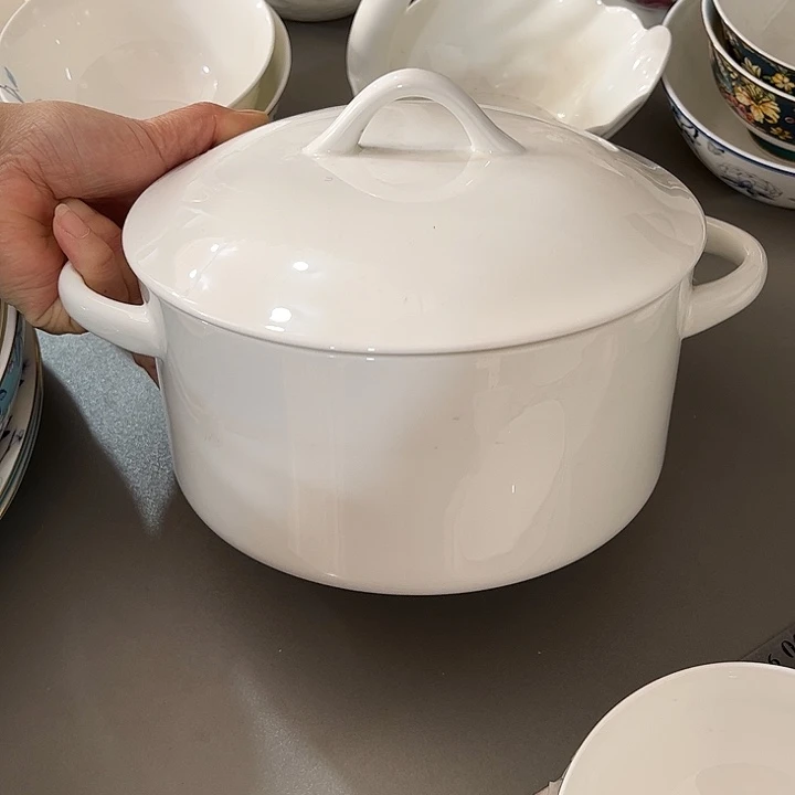 瓷片微瑕骨瓷汤锅一个纯白