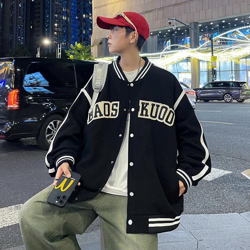 春秋爆款棒球服外套大版港风贴布绣花夹克（有里布)5345