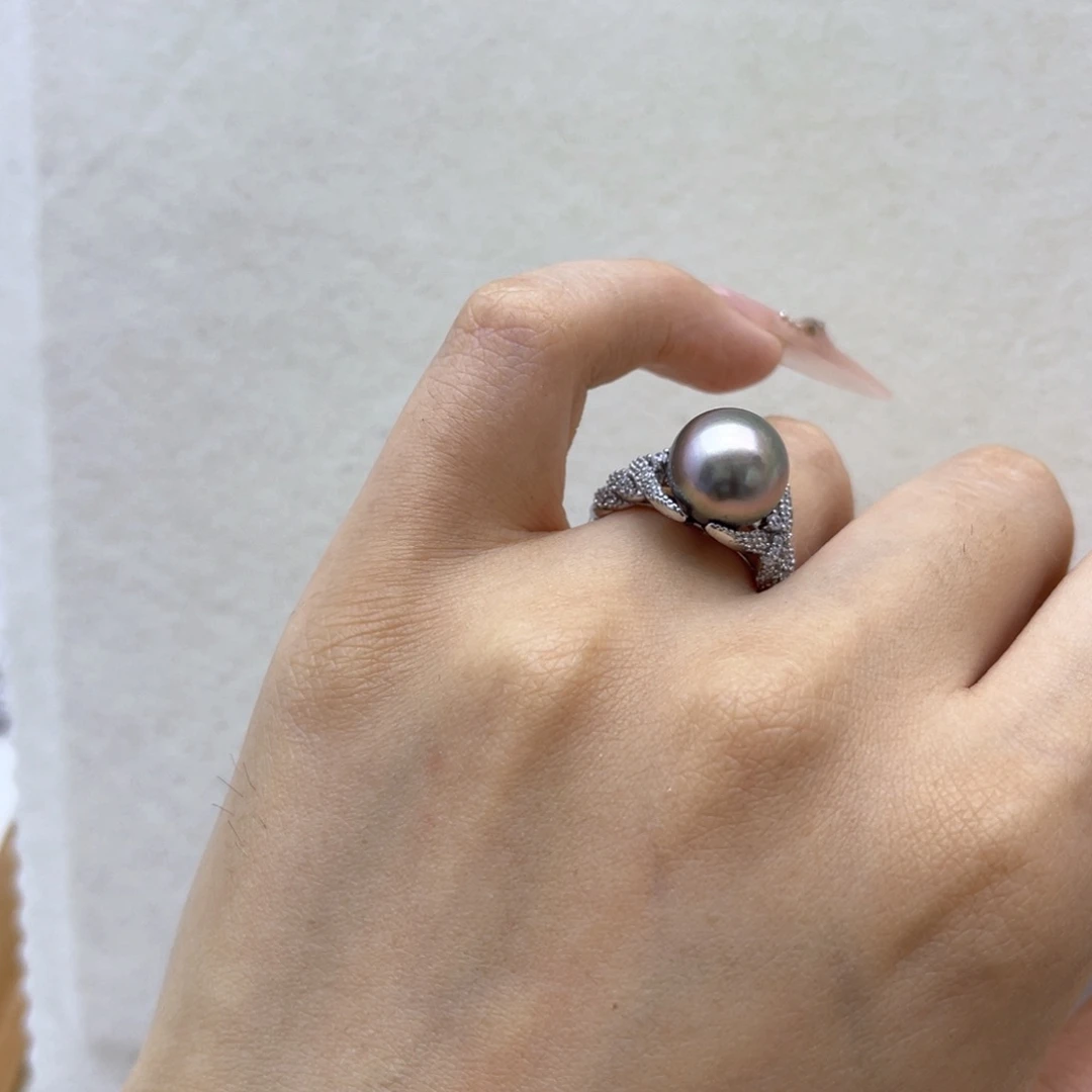 银S925镶嵌海水珍珠戒圈