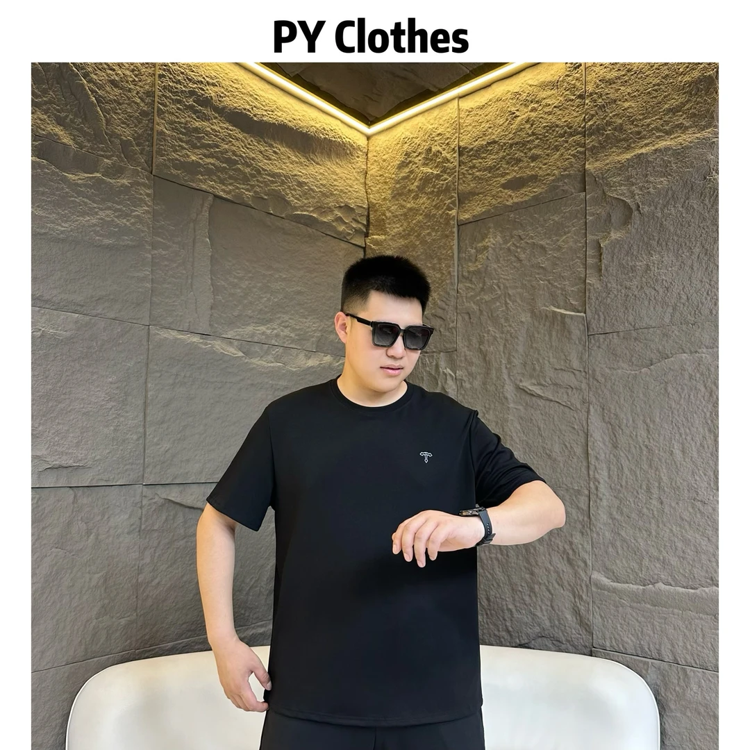 胖语大码男装 2025年秋季新款棉质简约百搭休闲圆领短袖5528#M