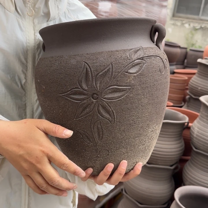 紫砂花盆口25高30宜兴紫砂