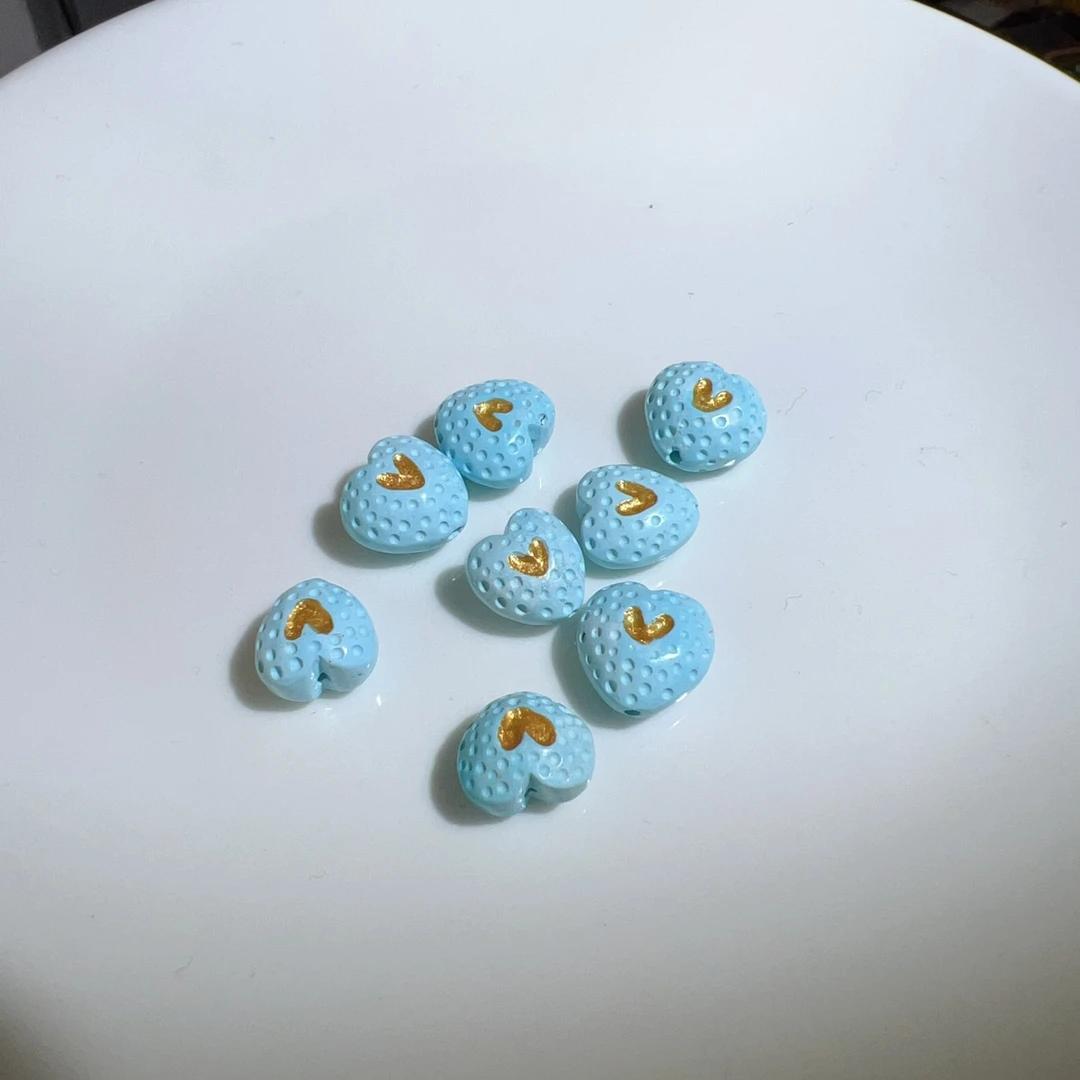 天然绿松石爱心通孔裸石多样性发一