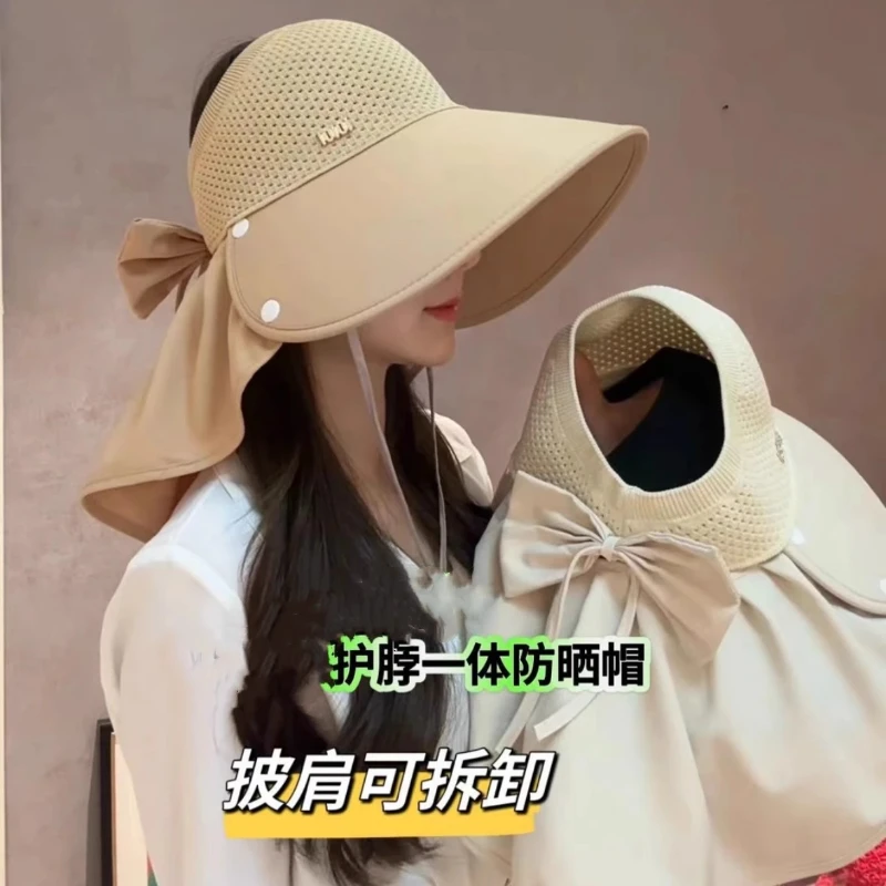 2025夏季新款披肩防晒帽自女士遮阳防紫外线空顶透气大帽檐遮阳帽
