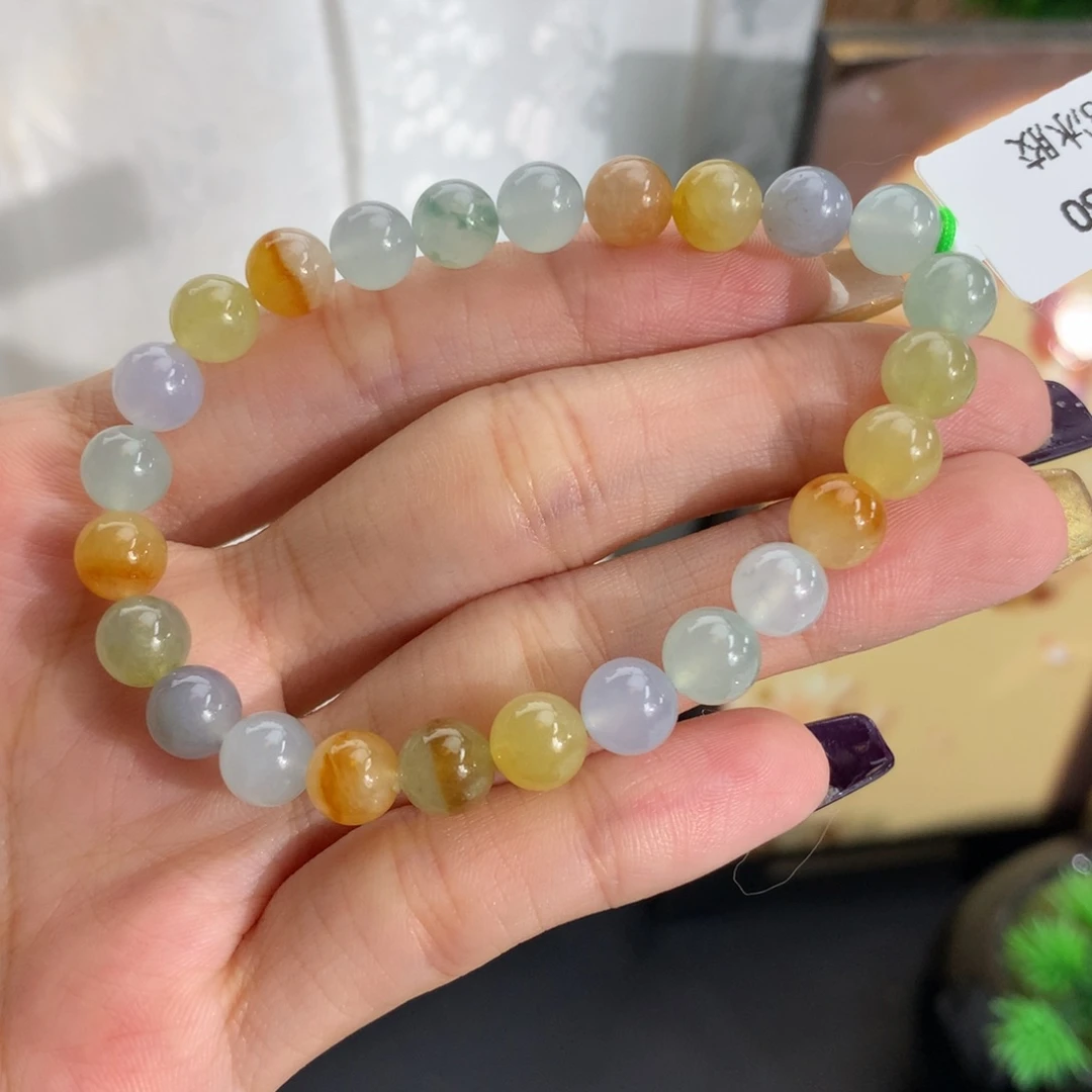 翡翠未镶嵌手串卡7冰胶多宝手串