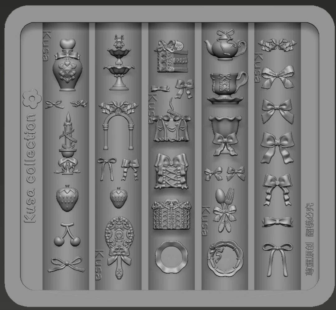 Kusacollection原创硅胶模具小熊花束蝴蝶结巧克力可爱穿戴甲饰品