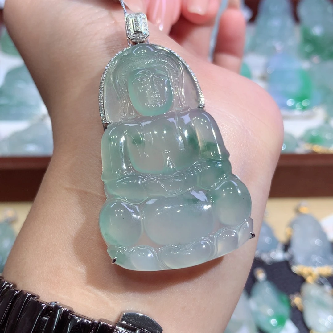 吊坠(不含链)18K金镶嵌翡翠