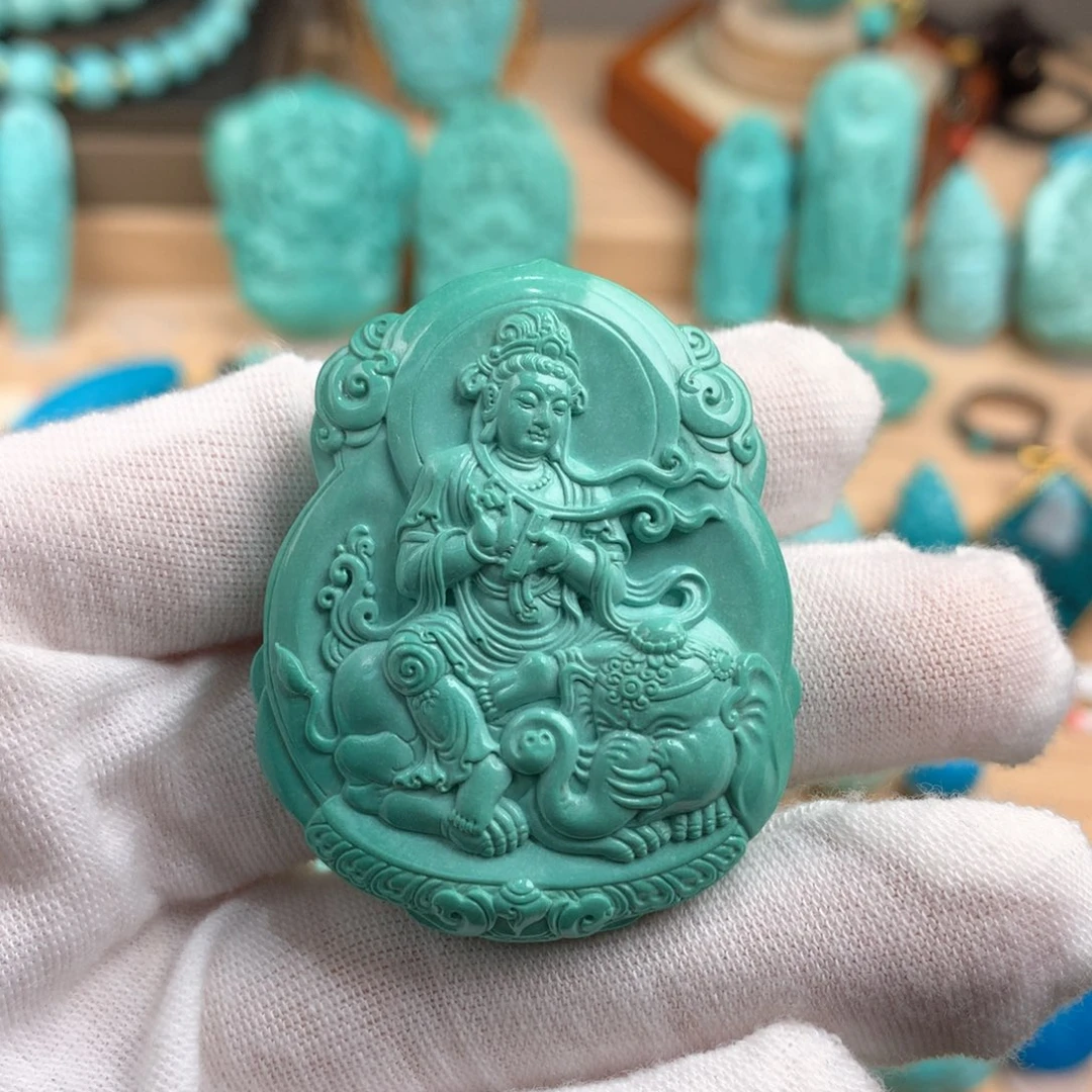 绿松石未镶嵌普贤菩萨