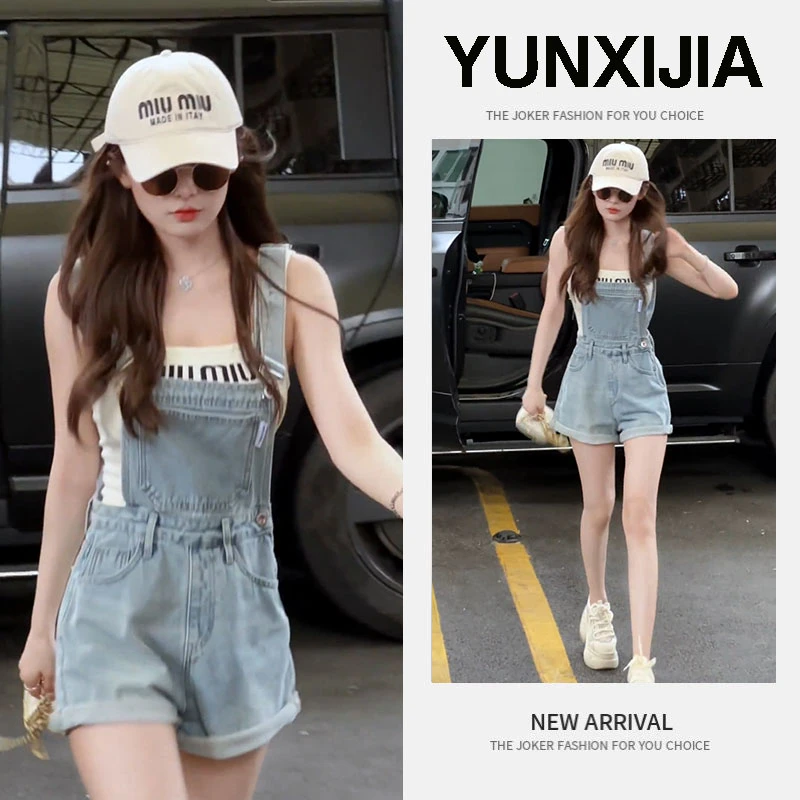 2025夏季新款时尚设计感简约百搭修身无袖背心上衣背带裤两件套