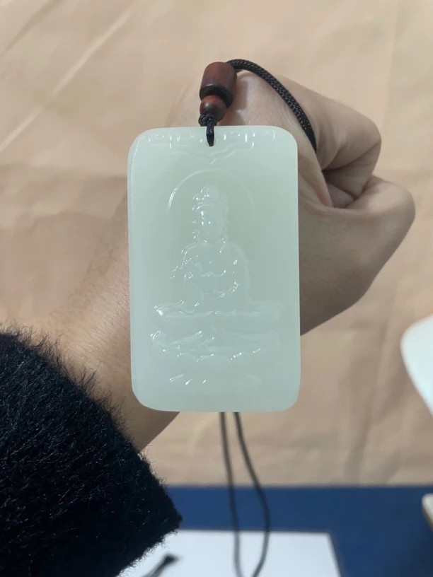 观音观天下观自在长方形光面白色吊坠平安吊坠男女项链纯白色吊坠