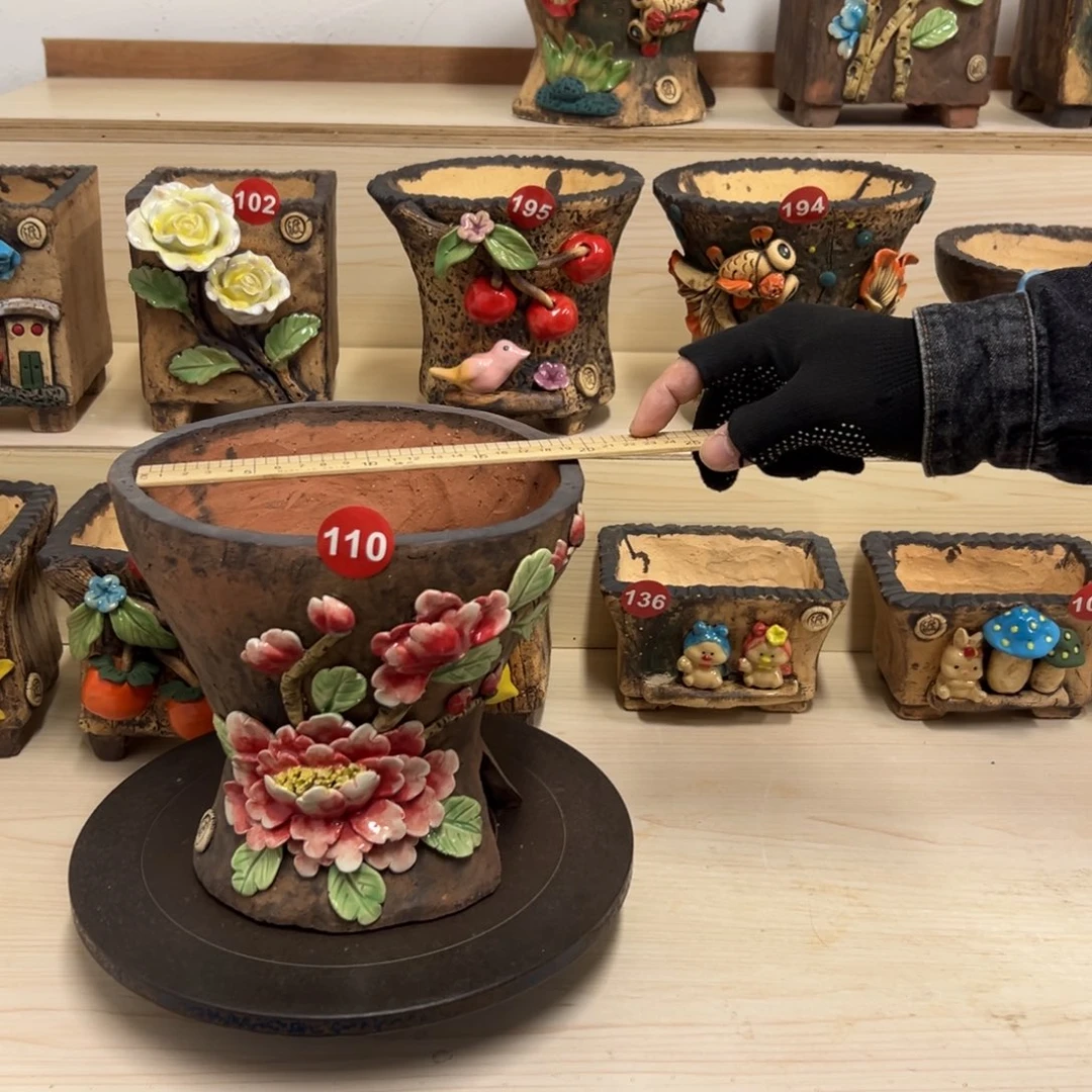 紫砂花盆110号内口18.5外高19
