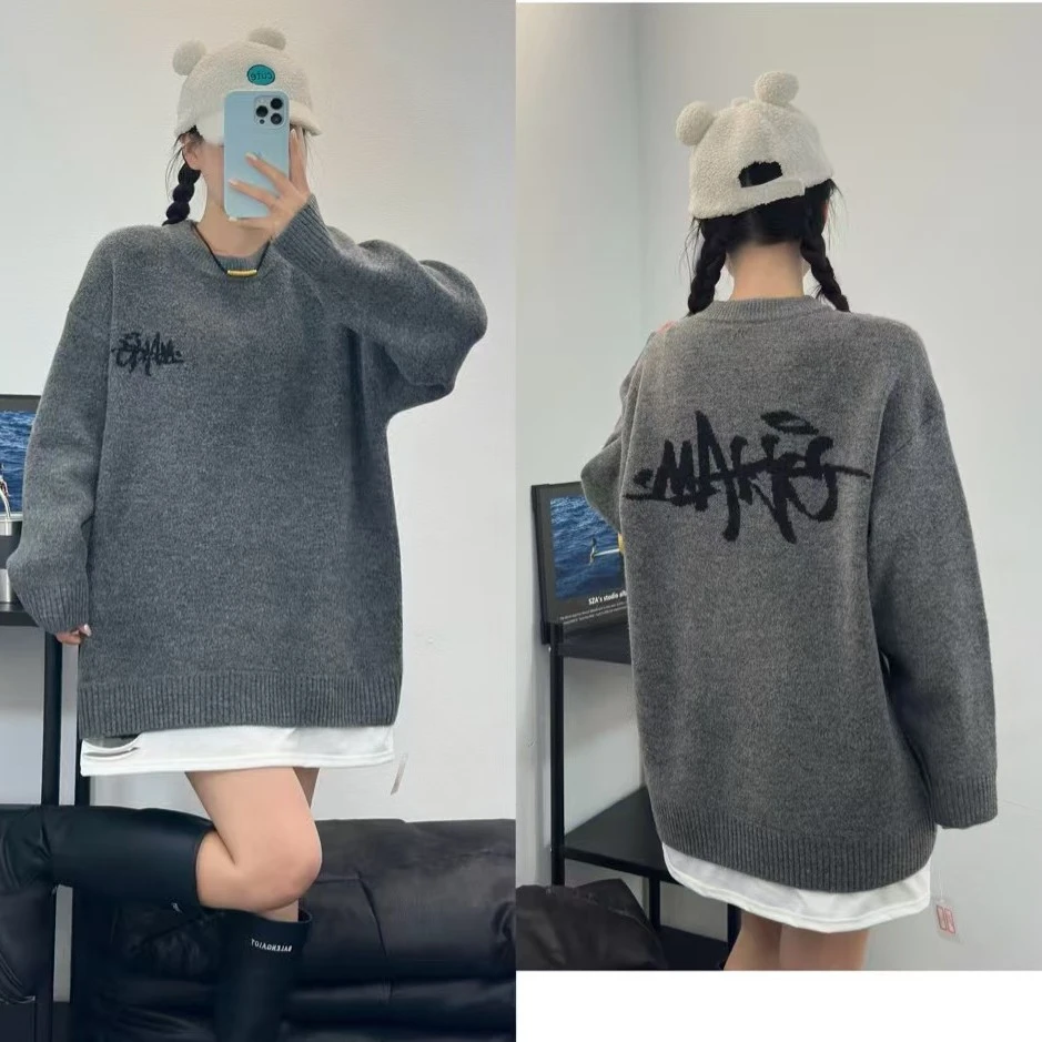 JINTAIYANG【16040】秋冬潮牌字母宽松假两件毛衣