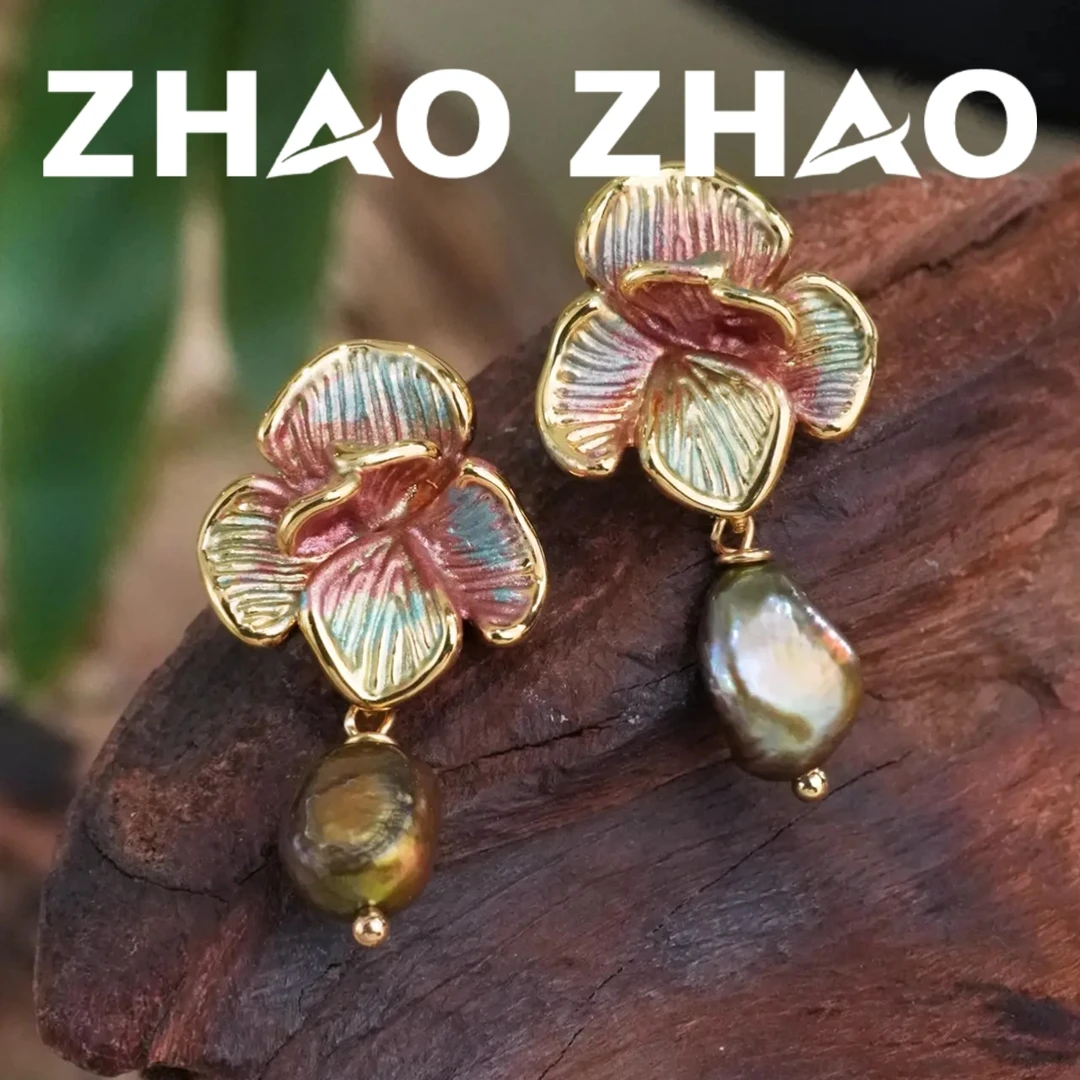 铜合金耳饰 「姜花蜜语」彩色巴洛克耳饰ins风花朵小众耳坠