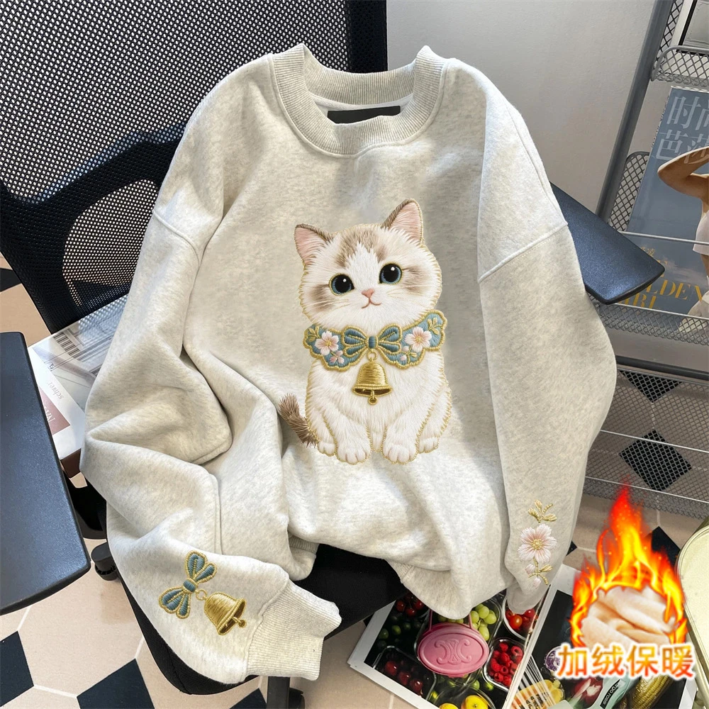 女童园领卫衣2025新款儿童休闲上衣女孩时髦秋季洋气百搭长袖衣服